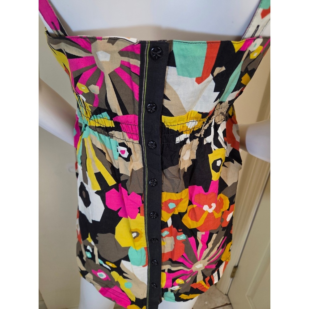 Roxy Womens Floral Babydoll Camisole Top Black Multi Color V-Neck Small - Picture 8 of 10